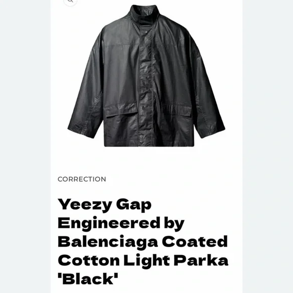 Yeezy GAP engineered by Balenciaga black coated  Jacket - Picture 5 of 6
